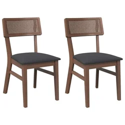 Vidaxl Jedilni stoli z blazinami 2 kosa Brown Solid Wood Rubber