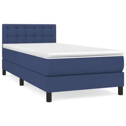 Vidaxl Box spring postelja z vzmetnico moder 90x190 cm blago