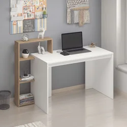 Hanah Home radni sto Velora, 147 cm, beli / orah