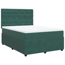 Vidaxl Box spring postelja z vzmetnico temno zelena 160x200 cm žamet
