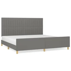 Vidaxl Posteljni okvir z vzglavjem temno siv 200x200 cm blago