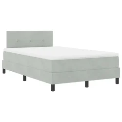 Vidaxl LED Box Spring Postelja Svetlo siva 120 x 200 cm Žamet