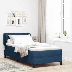 Postelja z vzmetnico z vzglavjem Modra 90 x 200 cm blago