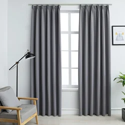 Zavjese za zamračivanje s kukama 2 kom sive 140 x 175 cm
