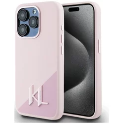 Ovitek Karl Lagerfeld silikonski ovitek Shadow Metal Initial MagSafe za iPhone 15 Pro Max roza (KLHMP15XSCMKMPCP)