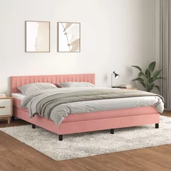 Vidaxl Box spring postelja z vzmetnico roza 180x200 cm žamet