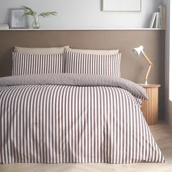 Temno rjava enojna posteljnina 135x200 cm Epping Textured Stripe – Catherine Lansfield