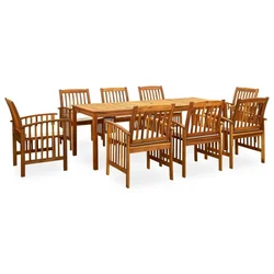 3058091  9 Piece Garden Dining Set with Cushions Solid Acacia Wood (45963+312128+2x312129)