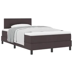 Vidaxl Postelja z vzmetnico z vzglavjem Temno rjava 120 x 190 cm blago