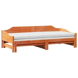 Vidaxl Izvlečna dnevna postelja voščeno rjava 80x200 cm trdna borovina