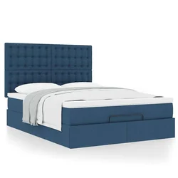 Otomanski krevet s madracem plavi 140x190cm od tkanine