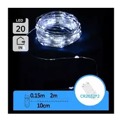Aigostar - LED lanac 20xLED/2x3V 2m hladno-belo svetlo