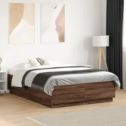 Okvir za krevet s LED svjetlima boja hrasta 120 x 190 cm drveni