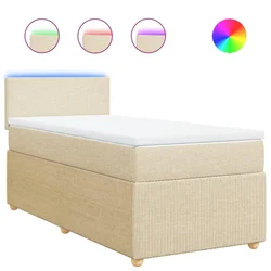 Vidaxl Box spring postelja z vzmetnico krem 90x190 cm blago