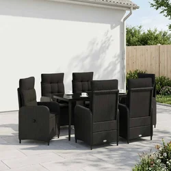 Set stolića za sofu s jastukom s jastukom 7 pcs Crna