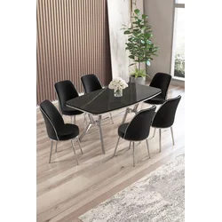 Hanah Home Trpezarijski set, 7 komada, Crni