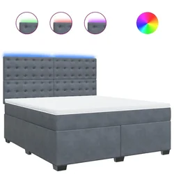 Vidaxl Box spring postelja z vzmetnico temno siva 180x200 cm žamet