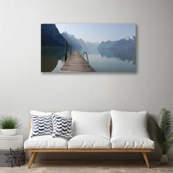 tulup.si Slika na platnu Pier lake mountains landscape 100x50 cm