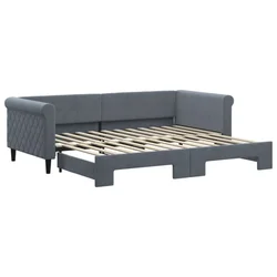 Vidaxl Izvlečna dnevna postelja temno siva 90x200 cm žamet