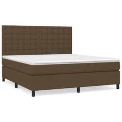 Vidaxl Box spring postelja z vzmetnico temno rjava 160x200 cm blago