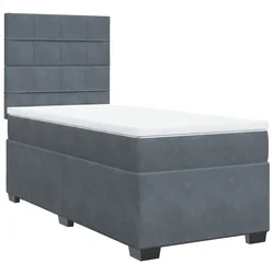 Vidaxl Box spring postelja z vzmetnico temno siva 100x200 cm žamet