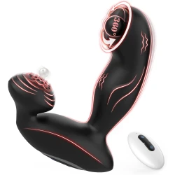 SuperLove 3in1 Rotating Bead Prostate Massager with Remote Black