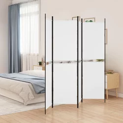 Sobna pregrada s 4 panela bijela 200 x 200 cm od tkanine