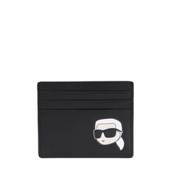 Usnjen etui za kartice Karl Lagerfeld črna barva