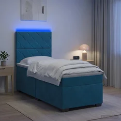 vidaXL Postelja boxspring z vzmetnico Modra 80 x 200 cm Žamet
