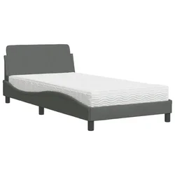 Vidaxl Postelja z vzmetnico Dover temno siva 100x200 cm blago