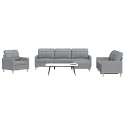 4-dijelni set sofa s tabureom svjetlosivi od tkanine