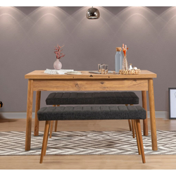 Hanah Home Set Trpezarijski sto i 2 klupe Santiago 1053, Antracit