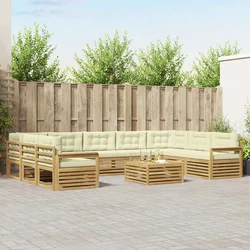 Set vanjskih sofa 10 kom. Bijela i krem Čvrsto drvo akacije