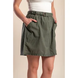 Plus size laneno mini krilo, olivno