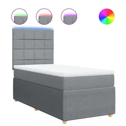 Vidaxl Box spring postelja z vzmetnico svetlo siv 100x200 cm blago