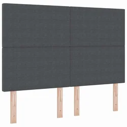 Vidaxl LED glava postelje z LED lučmi Temno siva 144 cm blago