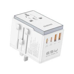 DUDAO Univerzalni polnilnik potovalni adapter 65 W EU / US / JP / AUS / UK 2x USB-C 2x USB-A - bel