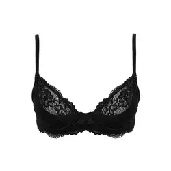 Trendyol Black Lace Rope Strap Demi Covered Knitted Bra