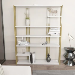 Hanah Home Polica 120x160x29,6cm Belo-Zlatna