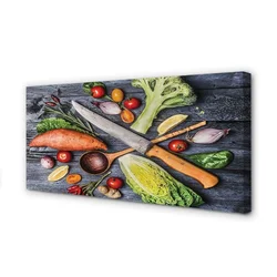 tulup.si Slika na platnu Nož jam špinača paradižnik 140x70 cm