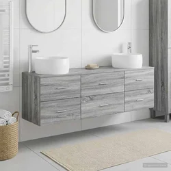 vidaXL Komplet omaric za kopalnico 3 kos Siva Sonoma