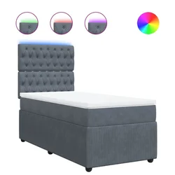Vidaxl Box spring postelja z vzmetnico temno siva 90x200 cm žamet