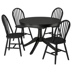 ROSENTORP / SKOGSTA Sto i 4 stolice, crna/crna, 110/155 cm