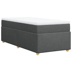 Vidaxl Box spring postelja z vzmetnico temno siva 90x190 cm blago