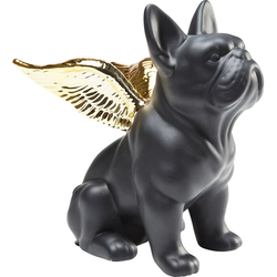 KARE Ukrasna figura psa Sitting Angel, Crno-Zlatna