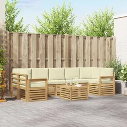 Set vanjskih sofa s jastukom 8 pcs Bijela i krem Poliester