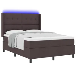 LED Box Spring Krevet Tamno smeđa 140 x 200 cm tkanina