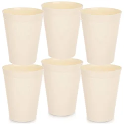 Northix Komplet plastičnih skodelic, kremne barve, 300 ml, 6 kosov