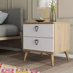 Hanah Home Noćni ormarić Versa 52x55,1x45cm Hrast-Beli