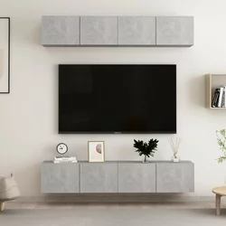 Den TV omarice 4 kosi betonsko sive 80x30x30 cm iverna plošč